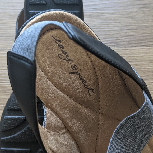 Easy Spirit Black Kaffi Slingback Wedge Sandal - Picture 5 of 8